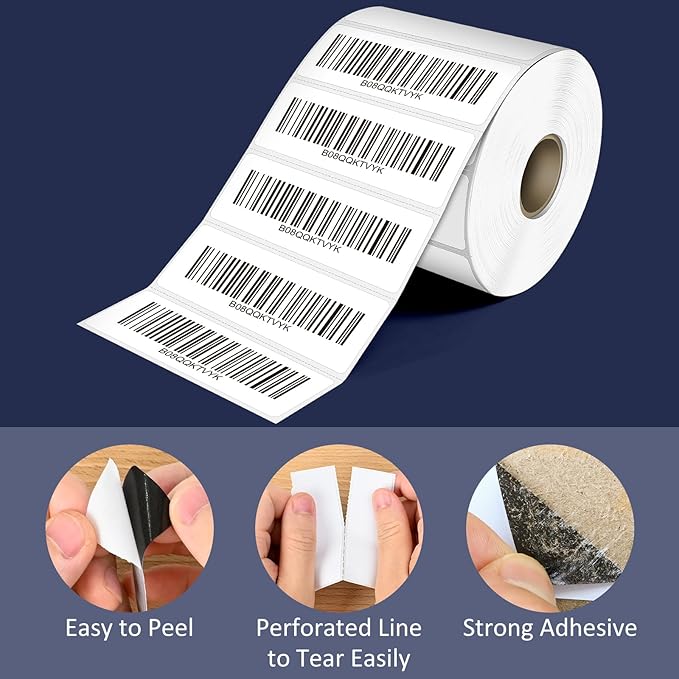 L LIKED 3" x 1" Direct Thermal Labels, Permanent Adhesive Barcode Shipping - Image 4