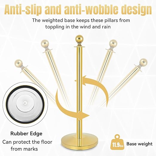 2Pack Stainless Steel Stanchion Posts 9.8ft Red Velvet Rope Suitable - Image 5