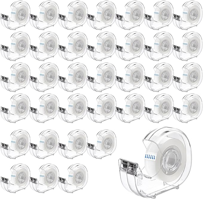 36 Pcs Transparent Tape with Dispenser, 0.7 in x 1000 in Clear Tapes and by JEFURE