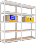 HOMEDANT House 5 Tier Laminated Metal Shelving Unit Adjustable Storage Utility by TheBestOrganizingSolution