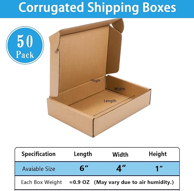 50 Pack Small Corrugated Cardboard Boxes - Image 2
