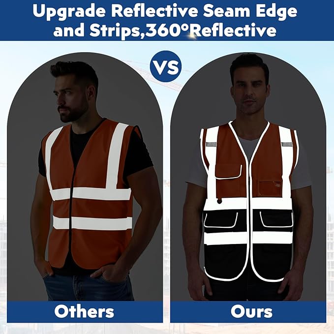 BeautyWill 10/20 Pack Custom Logo Safety Vest, Bulk High Visibility Class 2 - Image 3