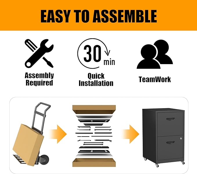 2 Drawer Mobile File Cabinet - Image 8
