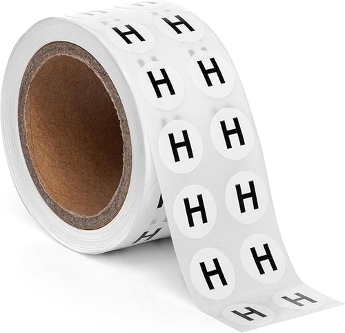 1000pcs Letter H Stickers, 0.5" Letter Sticker Dot Labels by SutterSigns