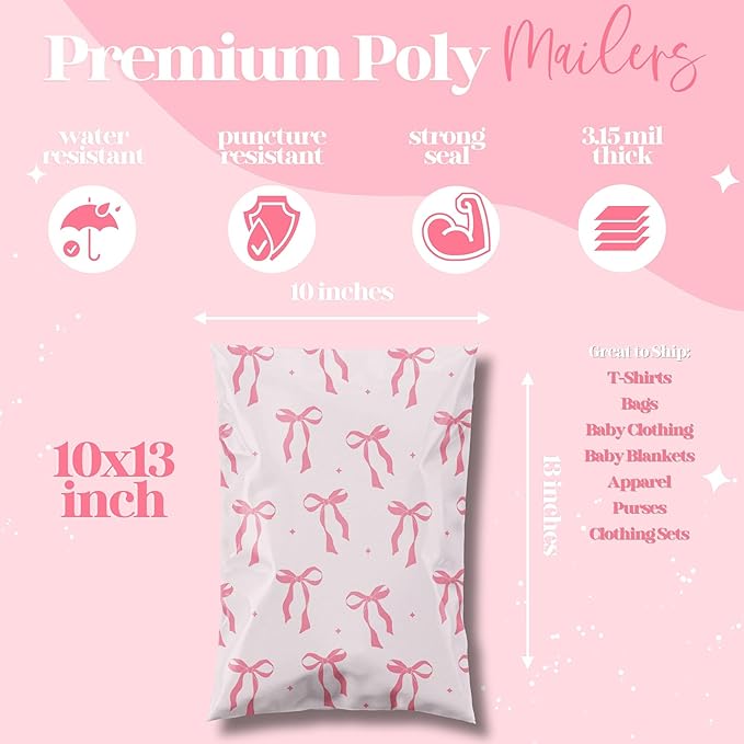 10x13 Designer Poly Mailer 100 Pack Heavy Duty Waterproof Self Seal Shipping - Image 3