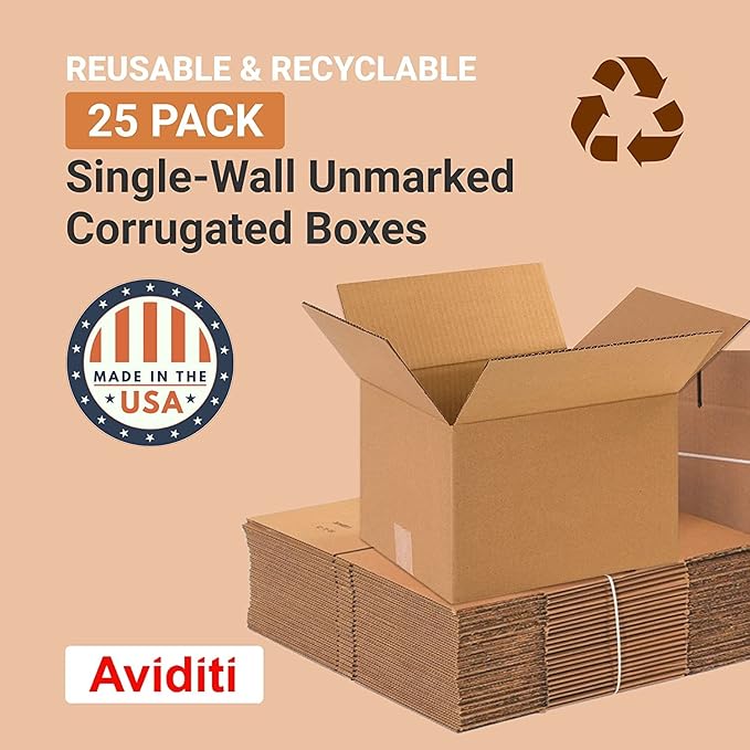 AVIDITI Moving Boxes Medium 12"L x 10"W x 8"H, Shipping and Storage 12108 - Image 3