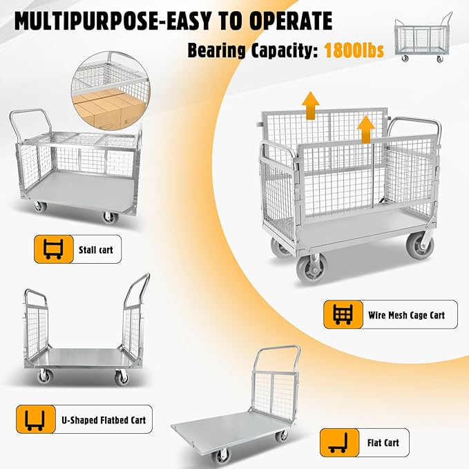 Platform Truck Cart with Cage - Image 2