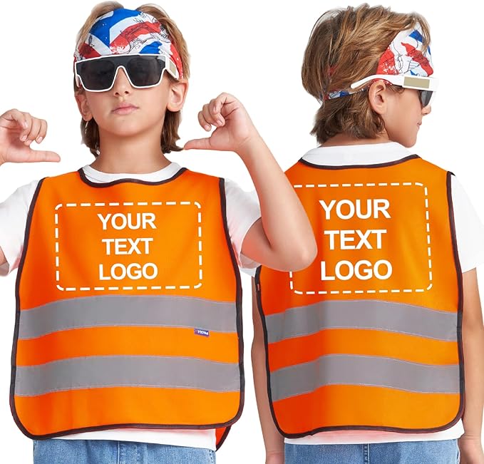 A-SAFETY Kids High Vis Reflective construction Safety vest customized LOGO by A-SAFETY