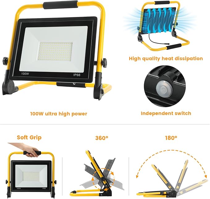 Waterproof Portable Flood Light 100W 10000 LM LED Work Light - Image 5