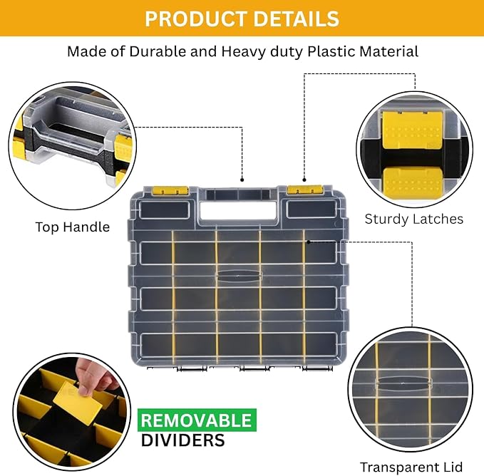 Andalus Tools Organizer Box, Small Parts Storage 34-Compartment Double-Sided - Image 5
