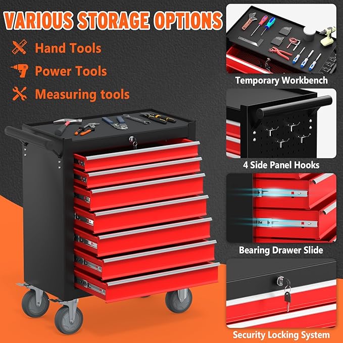 7 Drawers Rolling Tool Chest - Image 5