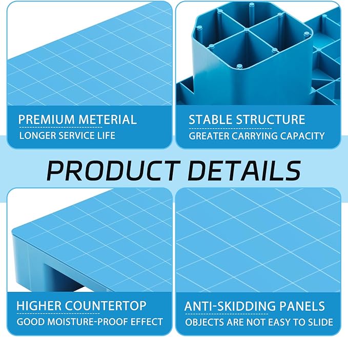 4 Pcs Plastic Pallet for Basement Storage Easy Stack Lightweight Floor Pallet - Image 3