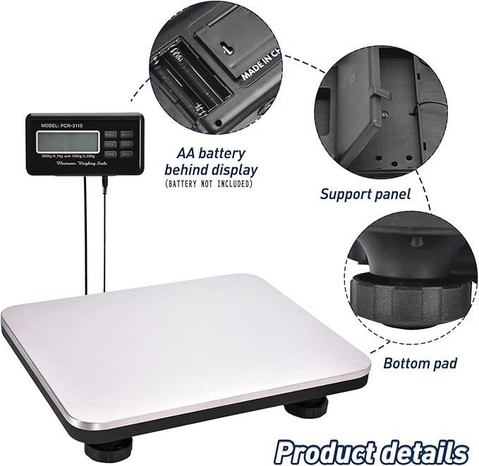 Shipping Scale 660lbs LCD Digital Postal Scale, Stainless Heavy Duty Postage - Image 8