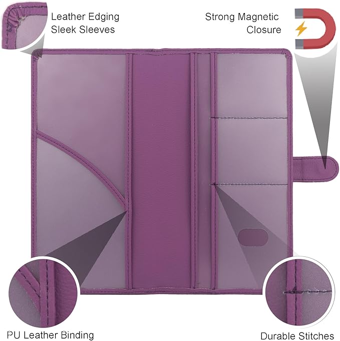 Car Registration and Insurance Holder, Leather Magnetic Shut Vehicle Glove Box - Image 2