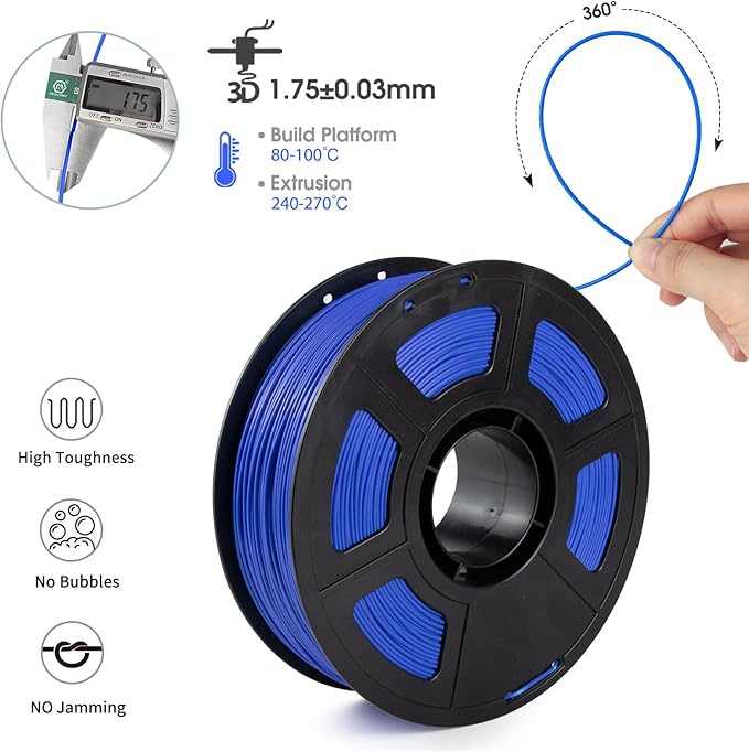 iSANMATE ASA Filament 1.75mm Blue 1KG, UV & Weather Resistant 3D Printer - Image 2