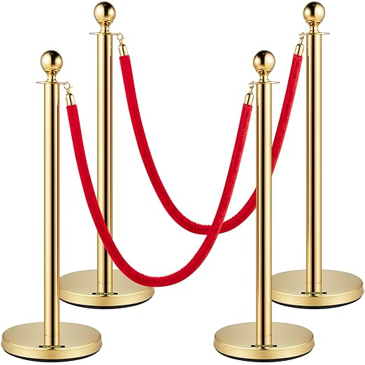 VEVOR Stanchions and Velvet Ropes 4Pcs, Solid Base by VEVOR