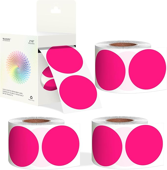Easy to Use 2 Inch Round Fluorescent Pink Color by WANSTE
