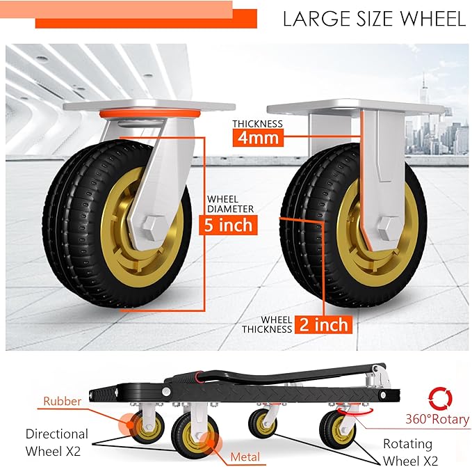 Platform Truck, Foldable Flatbed Cart Heavy Duty Push Cart Dolly Large Platform - Image 2