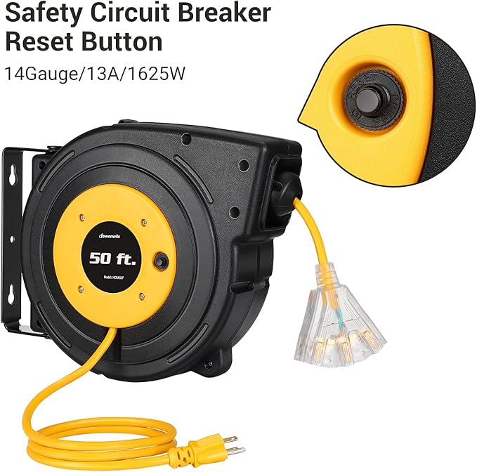 DEWENWILS Retractable Extension Cord Reel, 50FT Power Cord Reel - Image 6