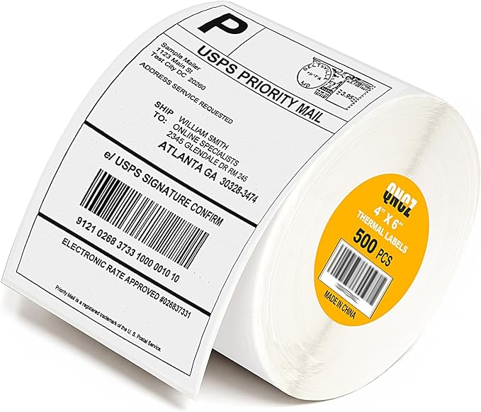 Qncz 500 Pcs 4x6 Thermal Labels by QNCZ