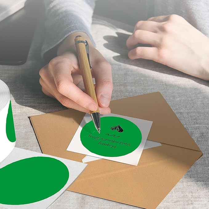 2 Inch Green Round Thermal Labels, 600 Labels/Roll, Self-Adhesive Circle - Image 5