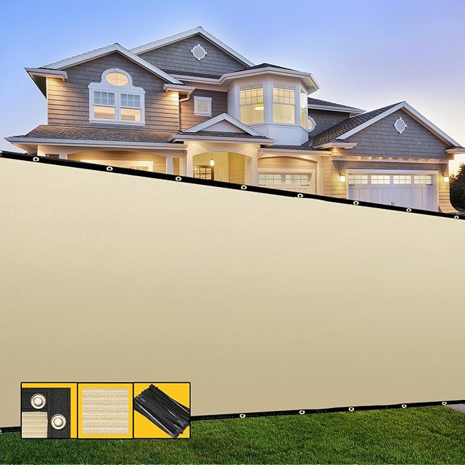 Customized 4' x 37' Beige Fence Privacy Screen, by SHADESPEARE