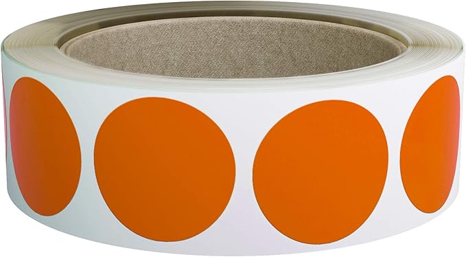 Royal Green Colored Dot Stickers 1 inch Orange Label Roll by RoyalGreen