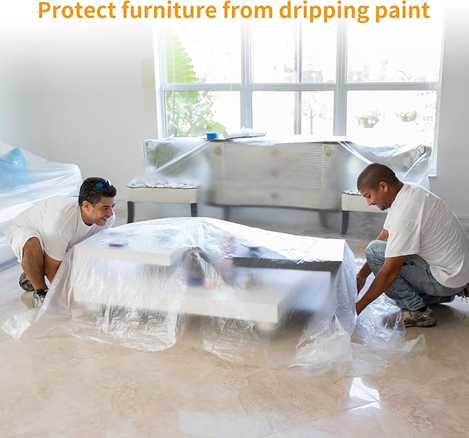 Pre-Taped Masking Film 2 Pack Each 10 x 65 feet Rolls, Tape and Drape, Painters - Image 4
