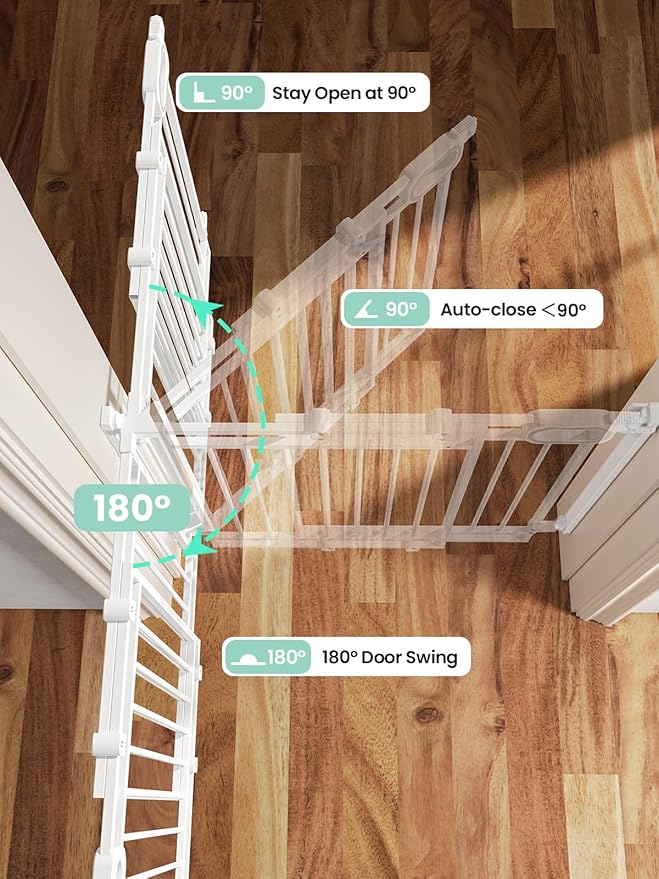 Grownsy Baby Gate for Stairs- No Bottom Bar, Adjustable Width 29.8” to 43.5” - Image 7