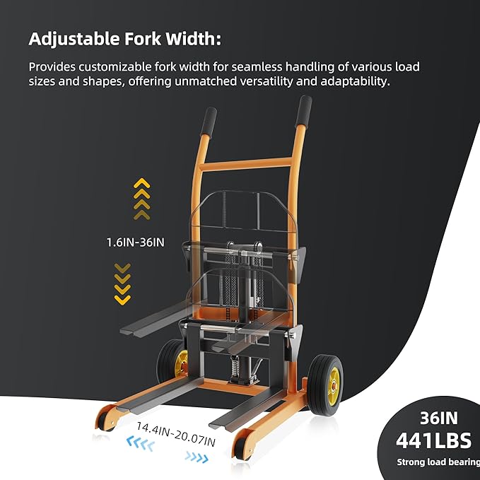 Hydraulic Material Lift Pallet Truck 441 lbs Manual Winch Stacker 36" Max Lift - Image 3