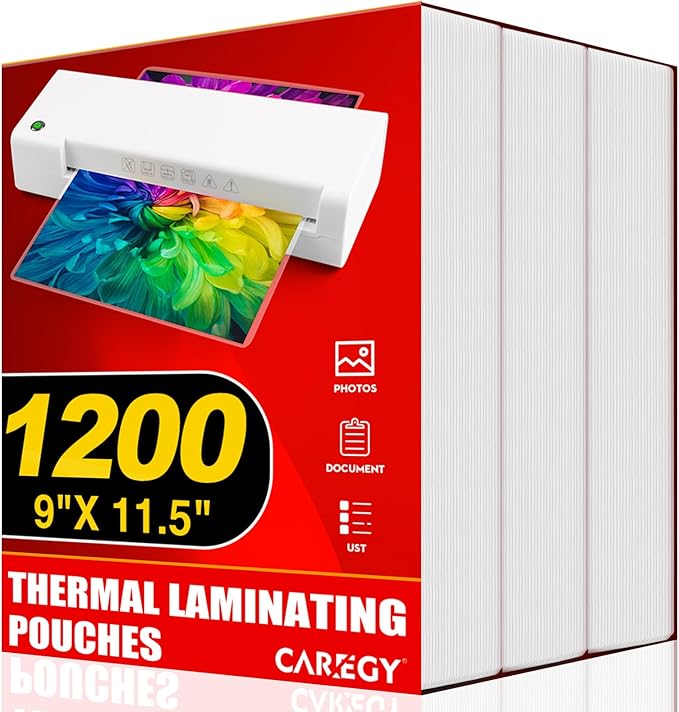 CAREGY Thermal Laminating Pouches, Holds 8.5 x 11 Inch Sheets, 1200 Pack by CAREGY