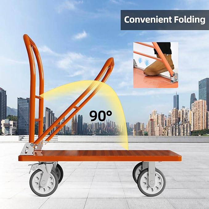 Heavy Duty Platform Truck Cart, Flatbed Cart Folding Hand Trucks, - Image 2