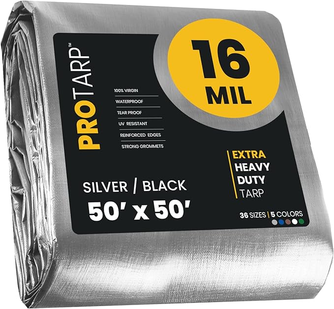 PROTARP Extra Heavy Duty 16 Mil Tarp Cover, Waterproof, UV Resistant, Rip and by Protarp