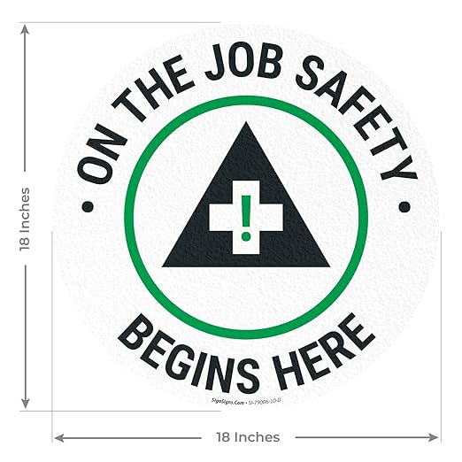 On The Job Safety Begins Here 18x18 inches, Floor Decal Anti-Slip Adhesive - Image 2
