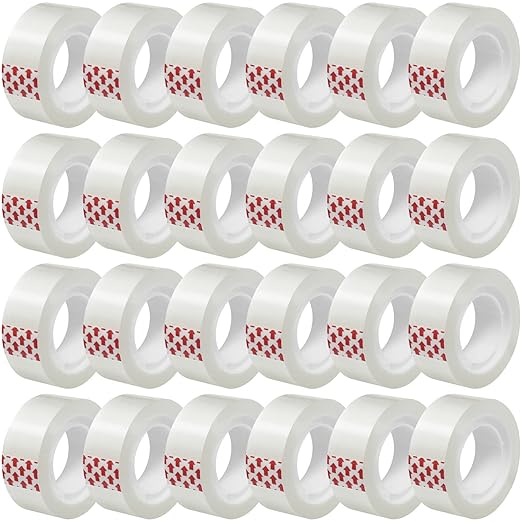 24 Rolls Transparent Tape Refills, 3/4 x 800 Inches, Glossy Gift Wrapping Tapes by Turxayox