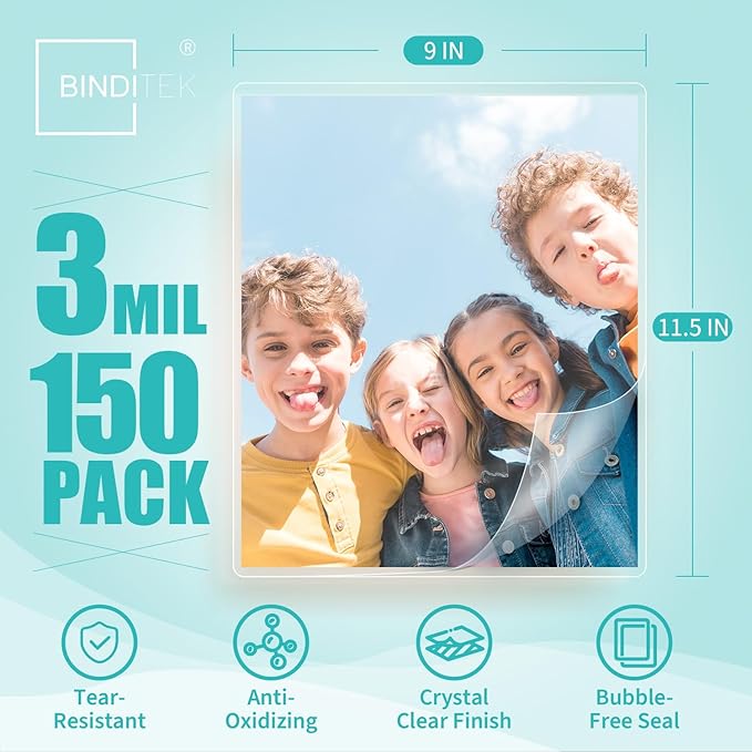 Binditek 150 Pack 3 Mil Thermal Laminating Pouches, 9x11.5 Inches Laminating - Image 2