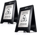 Premium Wooden Caution Wet Floor Sign – Bilingual w/Non-Skid Plastic Feet – by WholesaleHotelProducts