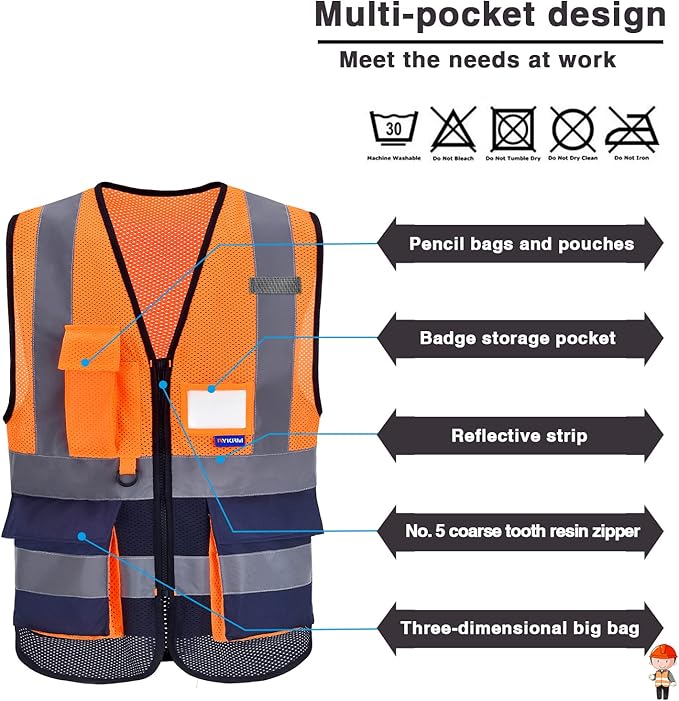 orange and navy blue safety vest - Image 5