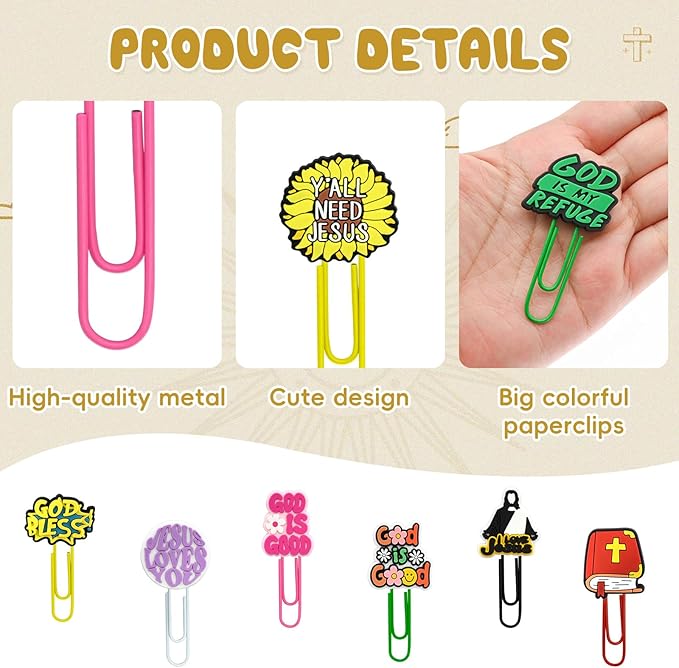 30 PCS Jesus Paper Clips Metal Paperclip Large Size Paper Clip Cute Bookmark - Image 3