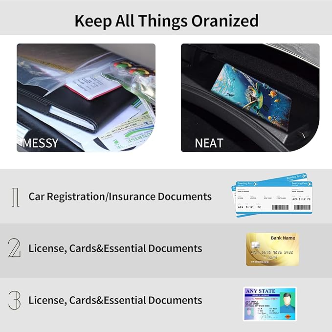 Car Registration and Insurance Holder, Leather Car Glove Box Organizer - Image 5