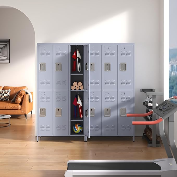 6 Door Locker with Lock, Metal Storage Locker Cabinet with - Image 5