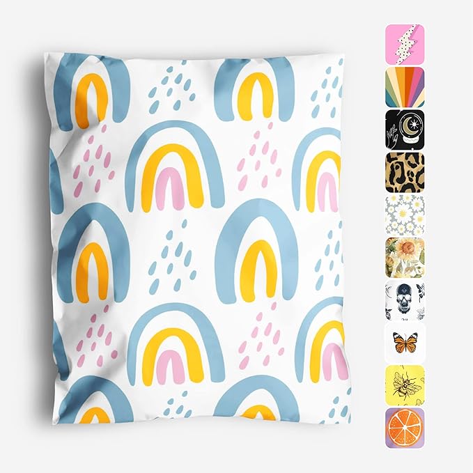 10x13 Poly Mailers – Boho Rainbow – Waterproof, Tear-Resistant Shipping Bags by PackageMint