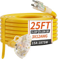 25 FT 12/3 Gauge Outdoor Extension Cord by PlugSaf