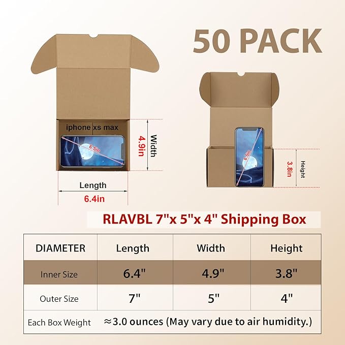RLAVBL 7x5x4 Small Shipping Boxes Set of 50 - Image 2