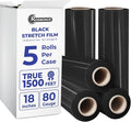 Rosmonde Bulk Plastic Wrap for Moving, 5 Pack, True 18" x 1500 ft Black Shrink by Rosmonde