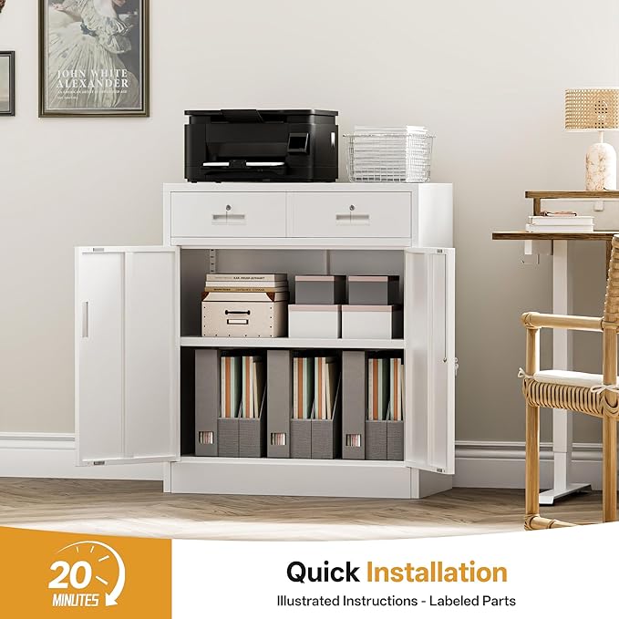 Metal Storage Cabinet with 2 Drawers 36" H - Image 5
