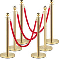 VEVOR Velvet Ropes and Posts 6 Pcs Red Velvet Rope 5 ft, Stanchions Solid Base by VEVOR