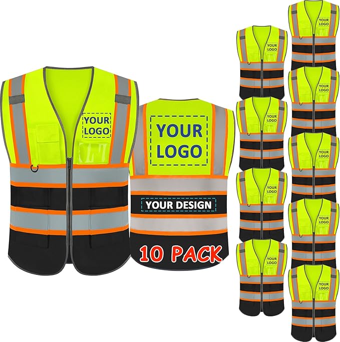 BeautyWill Custom Logo Safety Vest Class 2 High Visibility Reflective Vest by BeautyWill