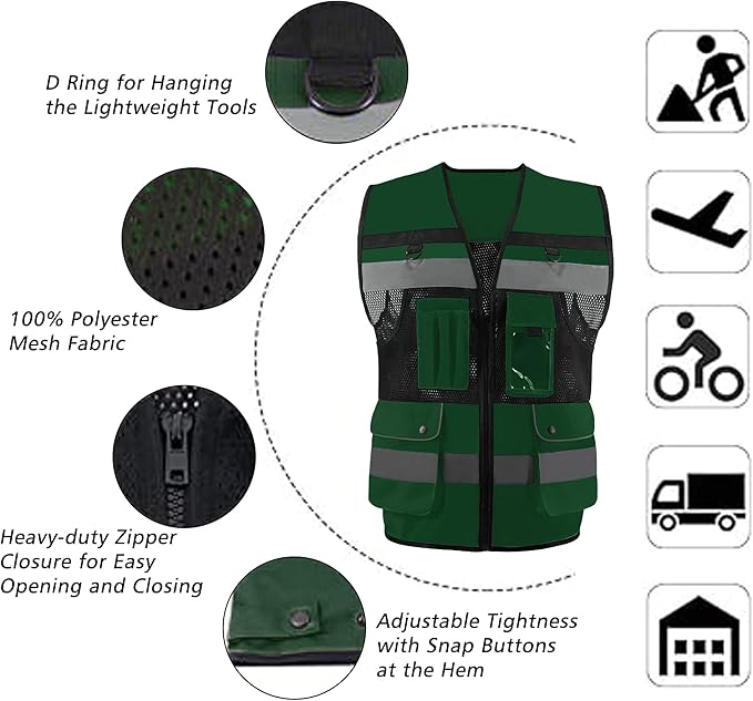 Safety Vest High Visibility Reflective Construction Vest - Image 5