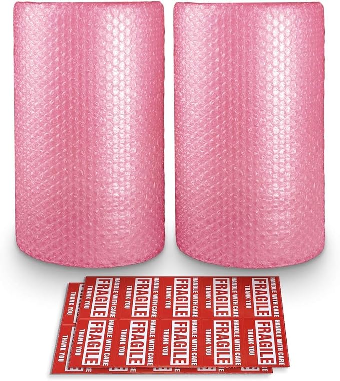 Pacific Mailer 2-Pack Anti-Static Bubble Cushioning Wrap Rolls, 3/16" x 17" x by PacificMailer